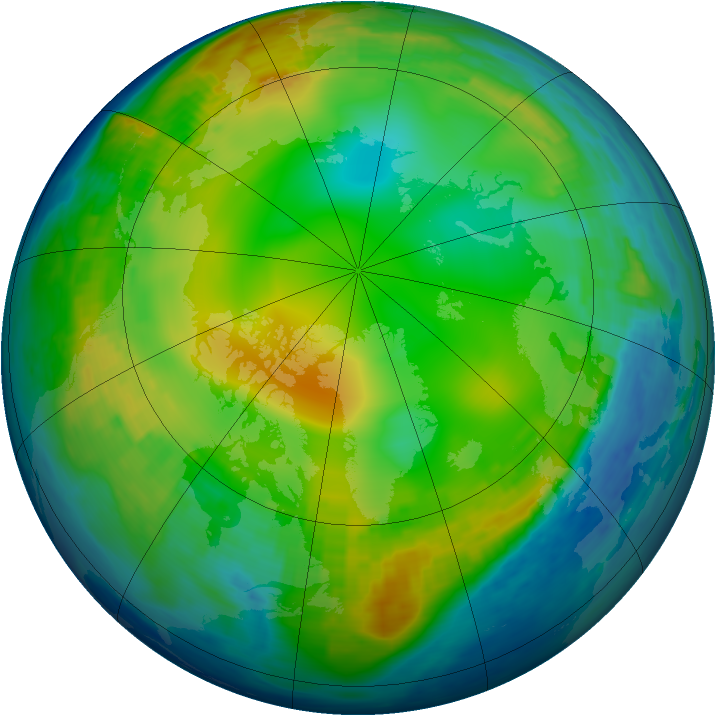 Arctic ozone map for 22 January 1993